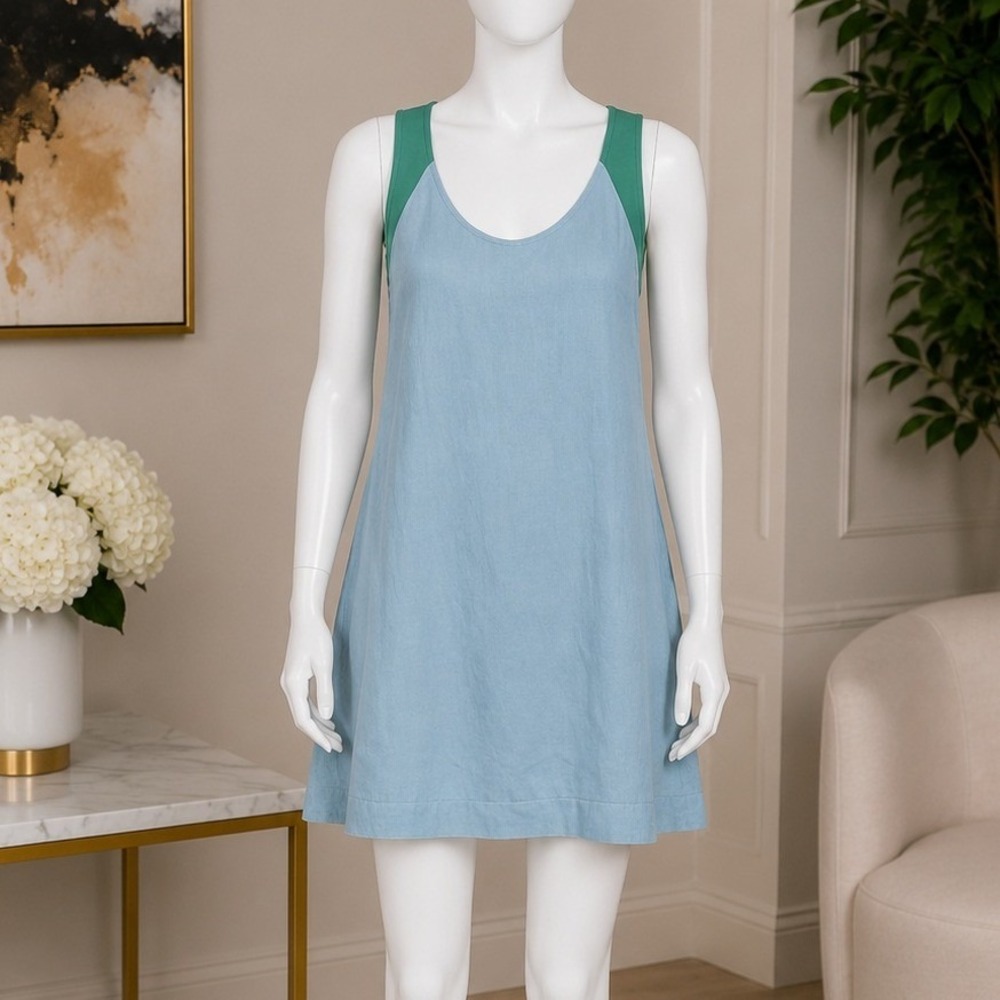 J.Crew Womens Mini Dress Silk Layered Racerback Blue Green 0
